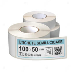 LabelLife Rola etichete autoadezive semilucioase 100x40 mm, adeziv permanent, 1000 etichete rola (ER07R100X40CA)