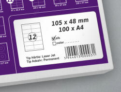 LabelLife Etichete autoadezive A4, 105 x 48 mm, 12 etichete coala A4 (VEC20S105X48AA)