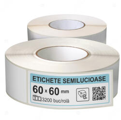 LabelLife Rola etichete autoadezive semilucioase 60x60 mm, adeziv permanent, 3200 etichete rola (ER07R60X60EH)