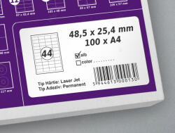 LabelLife Etichete autoadezive A4, 48.5 x 25.4 mm, 44 etichete coala A4 (VEC20S49X25AA)