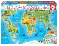 Educa Világtérkép - Híres építmények 150 db-os (18116)