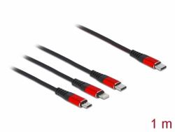 Delock Cablu de incarcare USB 3 in 1 USB-C la Lightning / Micro USB / USB-C T-T 1m, Delock 86711 (86711)