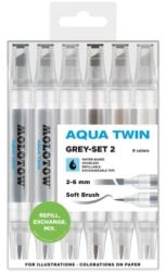 MOLOTOW Marker, varf dublu, Aqua Twin Grey 2, 6 buc/set Molotow MLW506