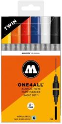MOLOTOW Marker cu vopsea acrilica, varf dublu, rotund, ONE4ALL Twin Basic 6 culori/set Molotow MLW680