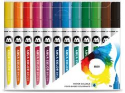 MOLOTOW Marker caligrafic, varf tip pensula, Aqua Color Brush Basic, 12 culori/set Molotow MLW730