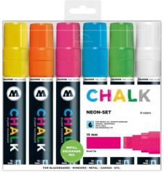 MOLOTOW Marker creta lichida, varf High-Flow, 15 mm, Chalk Marker Neon, 6 culori/set Molotow MLW129