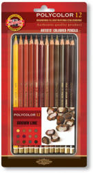 KOH-I-NOOR Creioane colorate KOH-I-NOOR Polycolor Brown Line 3822, 12 buc/set