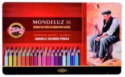 KOH-I-NOOR Creioane colorate acuarela KOH-I-NOOR Mondeluz Aquarelle 3725, 36 buc/set, cutie metal