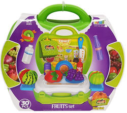 Játék ételek - Szeletelő gyümölcsök smoothie pulttal játék tároló bőrönddel
