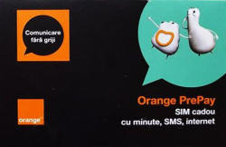 Orange CARTELA SIM ORANGE PREPAY, 6 EURO CREDIT, 6 GB INTERNET 4G, 2000 MIN NAT SI INTERNATIONALE FIX SAU SMS NATIONALE DIN CARE 300 MIN SMS INTERNATIONALE MOBIL UE (Orange 6E)