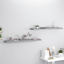 vidaXL Rafturi de perete suspendate, 2 buc. , gri, 120x23, 5x3, 8 cm, MDF (323863) Raft