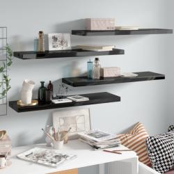 vidaXL Rafturi de perete 4 buc. negru extralucios, 90x23, 5x3, 8 cm, MDF (323777) Raft