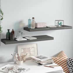 vidaXL Rafturi de perete, 2 buc. , gri extralucios, 80x23, 5x3, 8 cm, MDF (323794) Raft