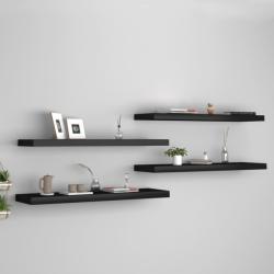 vidaXL Rafturi de perete suspendate 4 buc. , negru, 90x23, 5x3, 8 cm, MDF (323840) Raft