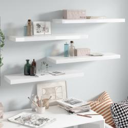 vidaXL Rafturi de perete, 4 buc. , alb extralucios, 80x23, 5x3, 8 cm, MDF (323753) Raft