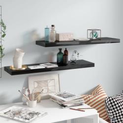 vidaXL Rafturi de perete, 2 buc. , negru extralucios 90x23, 5x3, 8 cm MDF (323776) Raft