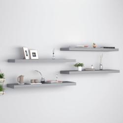 vidaXL Rafturi de perete suspendate, 4 buc. , gri, 90x23, 5x3, 8 cm, MDF (323861) Raft