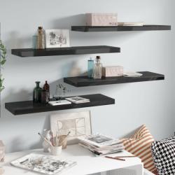 vidaXL Rafturi de perete, 4 buc. , negru extralucios 80x23, 5x3, 8 cm MDF (323774) Raft