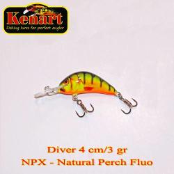 Kenart Vobler KENART Diver Floating 4cm/3gr, NPX, Natural Perch Fluo (DIV4F-NPX)