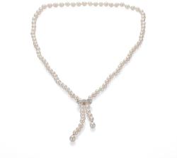 Swan Колие със сладководни бели оризови перли RICE80NW Swan