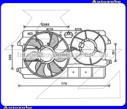 FORD TRANSIT CONNECT 1 2009.04-2013.08 /C170/ Hűtőventillátor 385mm "1.8-16v/1.8TDCi/TDDI/Di" FD7591