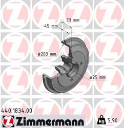 ZIMMERMANN Tambur frana ZIMMERMANN 440.1834. 00 (440.1834.00) - automobilus