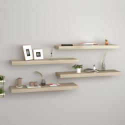 vidaXL Rafturi de perete suspendate 4 buc. , stejar, 80x23, 5x3, 8 cm MDF (323879) Raft