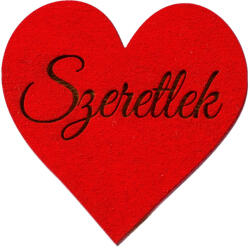 Valex Decor 5 db. "Szeretlek" feliratos gravírozott fa szívecske 5cm - Piros (MT7-03)