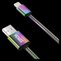 YENKEE YCU 651 USB Lightning szinkronizáló és töltőkábel acél fonattal 1m (YCE 651)