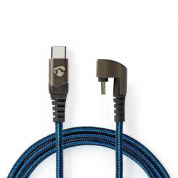 Nedis Cablu USB 2.0-C la USB-C unghi 180 grade 2m, Nedis GCTB60700BK20 (GCTB60700BK20)