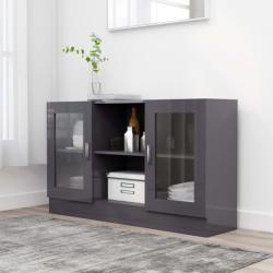vidaXL Dulap cu vitrină, gri extralucios, 120 x 30, 5 x 70 cm, PAL (802794) Comoda