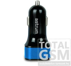 Astrum CC340 fekete-kék autós szivar töltő 3.4A 2xUSB microUSB adatkábellel A93034-C