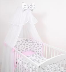 BabyLion 5 részes ágyneműhuzat szett -Rózsaszín - Szürke felhők