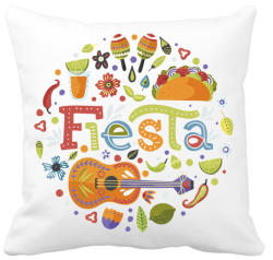 printfashion Fiesta -Mexico - Párnahuzat, Díszpárnahuzat - Fehér (4126104)
