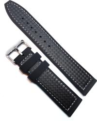  Curea Ceas „Carbon Tech 4S15 - Silicon cu Textură Carbon și Cusătură Albă (20mm - 22mm) (4S15BA)