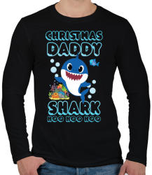 printfashion Christmas Daddy Shark - Férfi hosszú ujjú póló - Fekete (3991156)