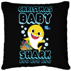 printfashion Christmas Baby Shark - Párnahuzat, Díszpárnahuzat - Fekete (3991076)