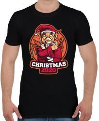 printfashion 2020 Karácsony mikulás maszkban - Férfi póló - Fekete (4086419)