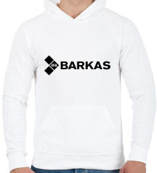 printfashion Barkas logo - Férfi kapucnis pulóver - Fehér (3989481)