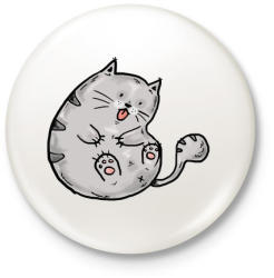 printfashion Cuki macska - Kitűző, hűtőmágnes - Fehér (3994989)