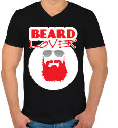 printfashion szakáll-beard lover - Férfi V-nyakú póló - Fekete (4150441)