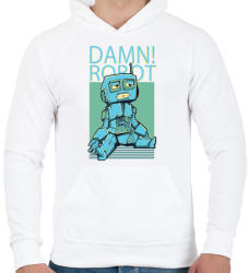 printfashion Damn Robot- - Férfi kapucnis pulóver - Fehér (4128656)