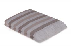 HOBBY HOME COLLECTION Stripe 2 darabos fouta törölköző szett barna és fehér (317HBY3006)