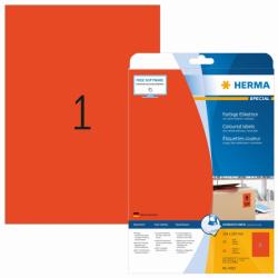  Herma No. 4422 piros színű 210 x 297 mm méretű, univerzálisan nyomtatható, matt felületű öntapadós etikett címke, visszaszedhető ragasztóval A4-es íven - kiszerelés: 20 címke / 20 ív