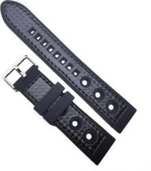  Curea de ceas din Silicon - Culoare Neagra, Model cu Gaurele - 20mm, 22mm (4S18)