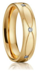Ékszerkirály Női karikagyűrű hullámmintával, titánacél, aranyszínű, 9-es méret (32844275034_6)