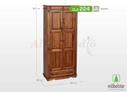 Möbelstar CLA 224 - 2 ajtós 1 fiókos pácolt fenyő szekrény - matrac-vilag