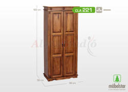 Möbelstar CLA 221 - 2 ajtós pácolt fenyő szekrény - matrac-vilag
