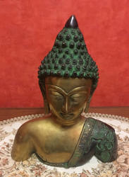 Tibet Buddha réz mellkas szobor, fekete-réz - 28 cm