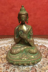 Tibet Tanító Buddha réz szobor, világos réz - 19 cm